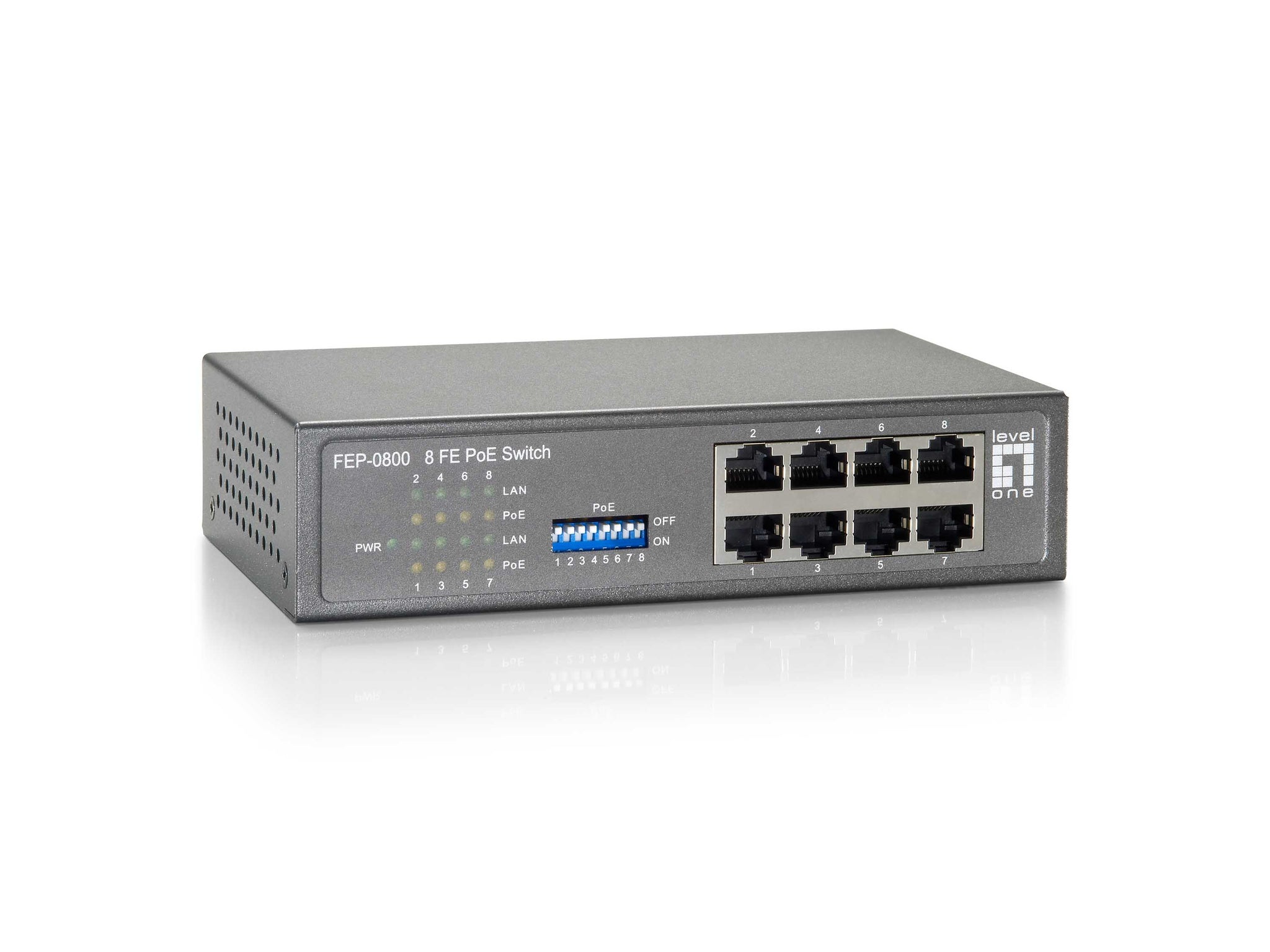 FEP-0800 Conmutador PoE Fast Ethernet de 8 puertos, 8 salidas PoE