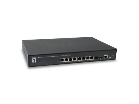 GEP-1061 Conmutador Gigabit PoE administrado L2 de 10 puertos, 2 x SFP, 802.3at PoE+, 125 W