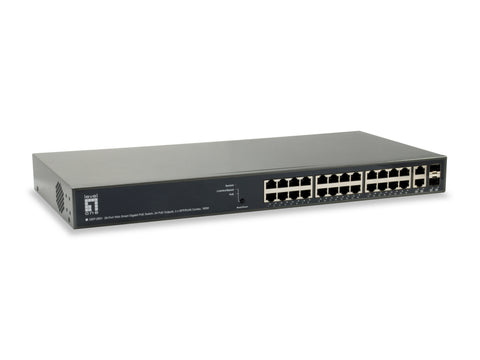 GEP-2651 TURING Conmutador PoE Gigabit Web Smart de 26 puertos, 24 salidas PoE, 2 x SFP/RJ45 Combo, 185 W, 802.3at/af PoE