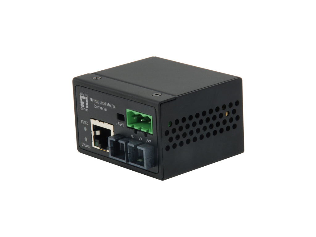 Conversor de medios industrial IEC-4301 RJ45 a SC Fast Ethernet, fibra monomodo, 30 km, -40 °C a 75 °C