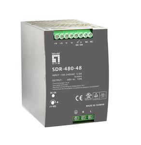Fuente de alimentación industrial POW-4860, 48 V CC, 480 W, carril DIN, compatible con PoE